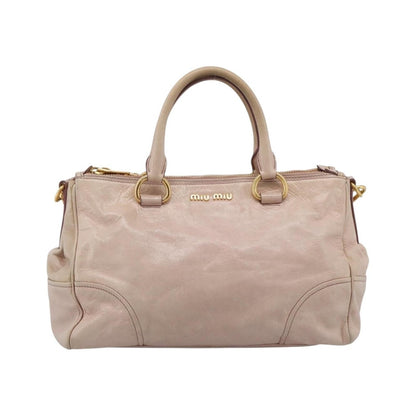 Miu Miu Vitello Lux Ring Satchel Leather, Pink, Leather, Handbag
