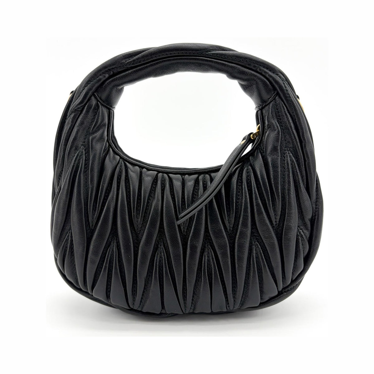 Miu Miu Wander Hobo Matelasse Leather, Black, Leather, Shoulder Bag