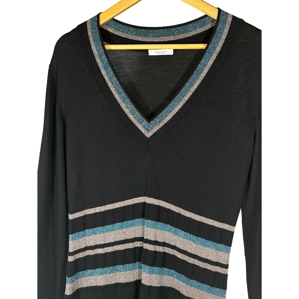 POLLINI V - Neck Sweater Dress Black - Brandsamsara