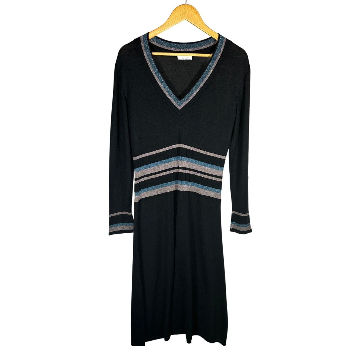 POLLINI V - Neck Sweater Dress Black - Brandsamsara