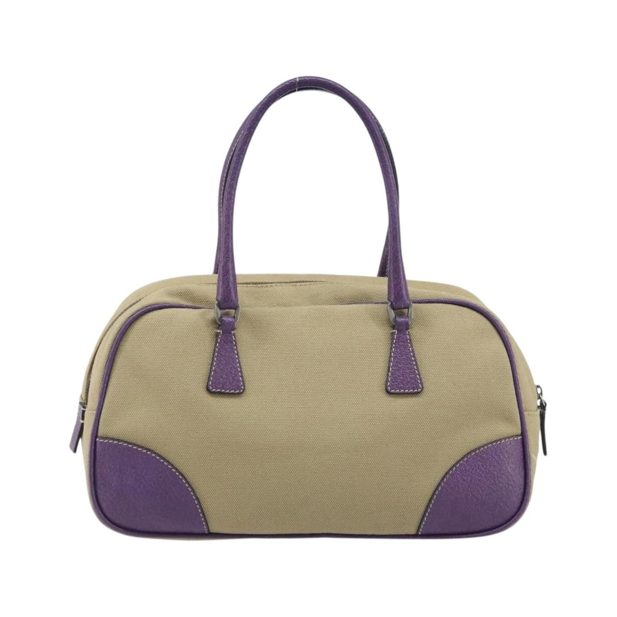 Prada Bowler Canvas with Leather, Beige, Canvas, Shoulder Bag