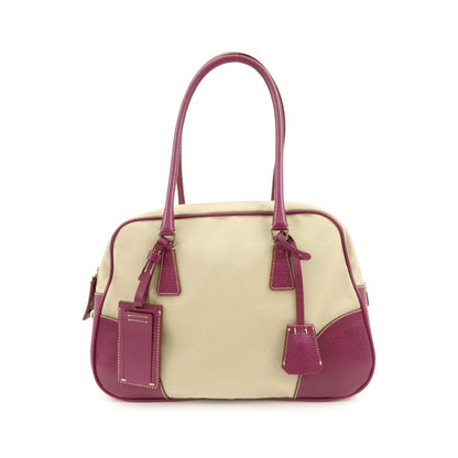 Prada Bowler Canvas with Leather, Purple, Canvas, Shoulder Bag