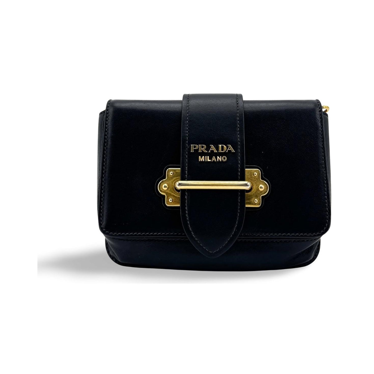 Prada Cahier Calf Hair with Leather, Black, Leather, Crossbody Bag