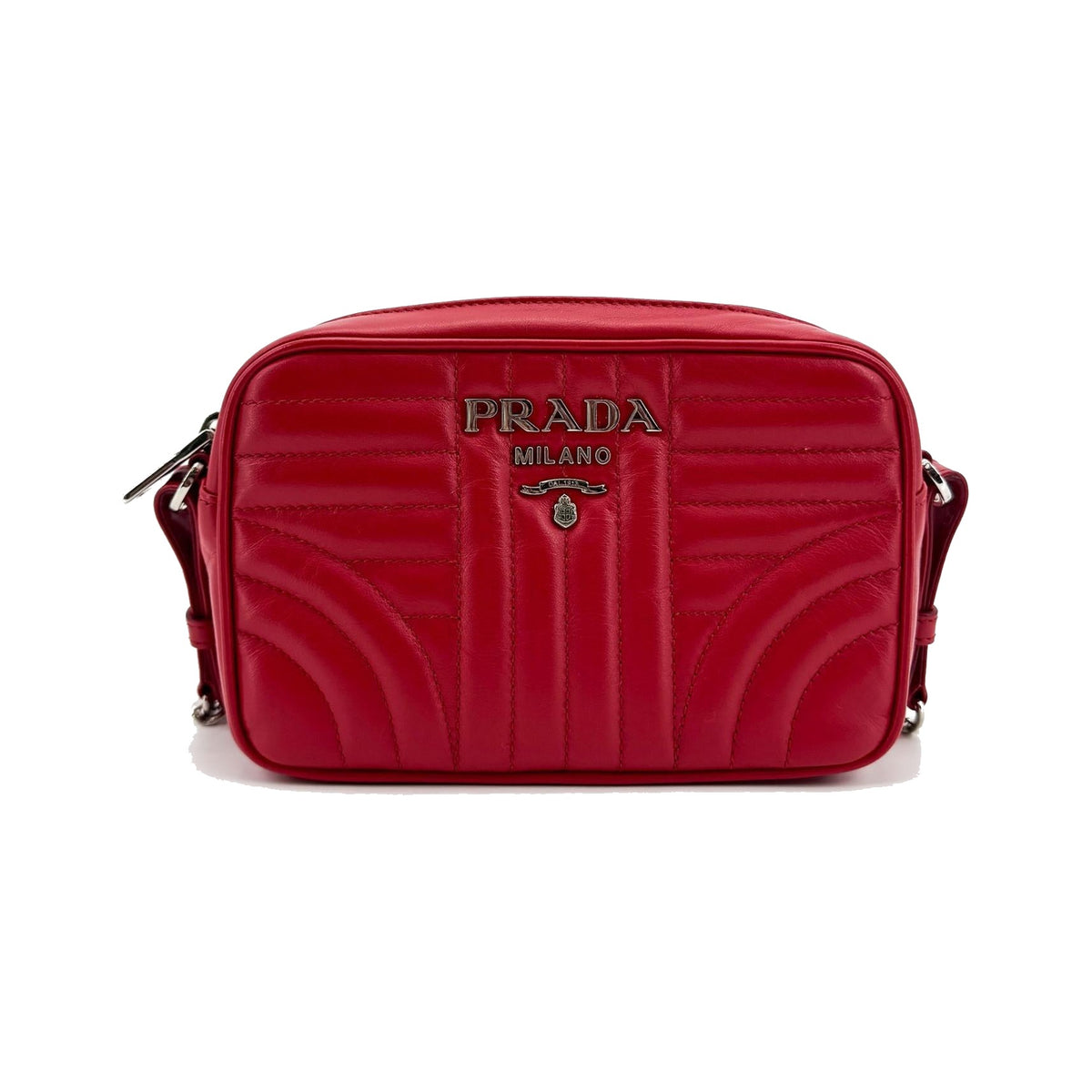 Prada Camera Diagramme Quilted Leather, Red, Leather, Handbag