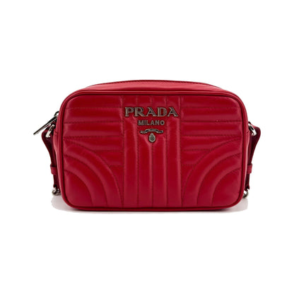Prada Camera Diagramme Quilted Leather, Red, Leather, Handbag