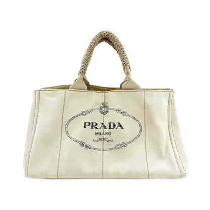 Prada Canapa Canvas, Beige, Canvas, Tote Bag