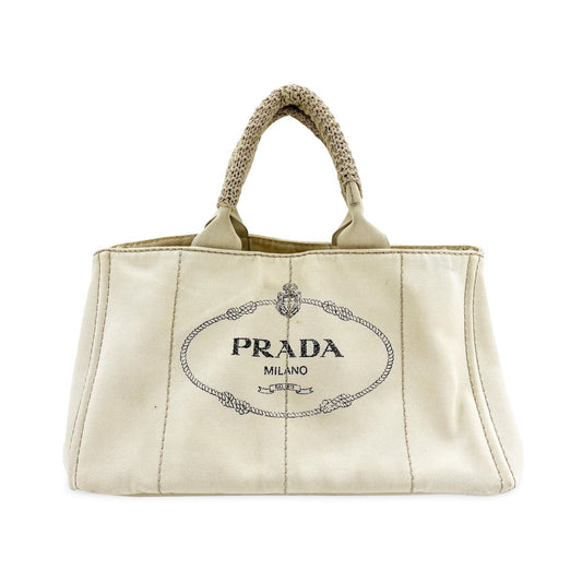 Prada Canapa Canvas, Beige, Canvas, Tote Bag