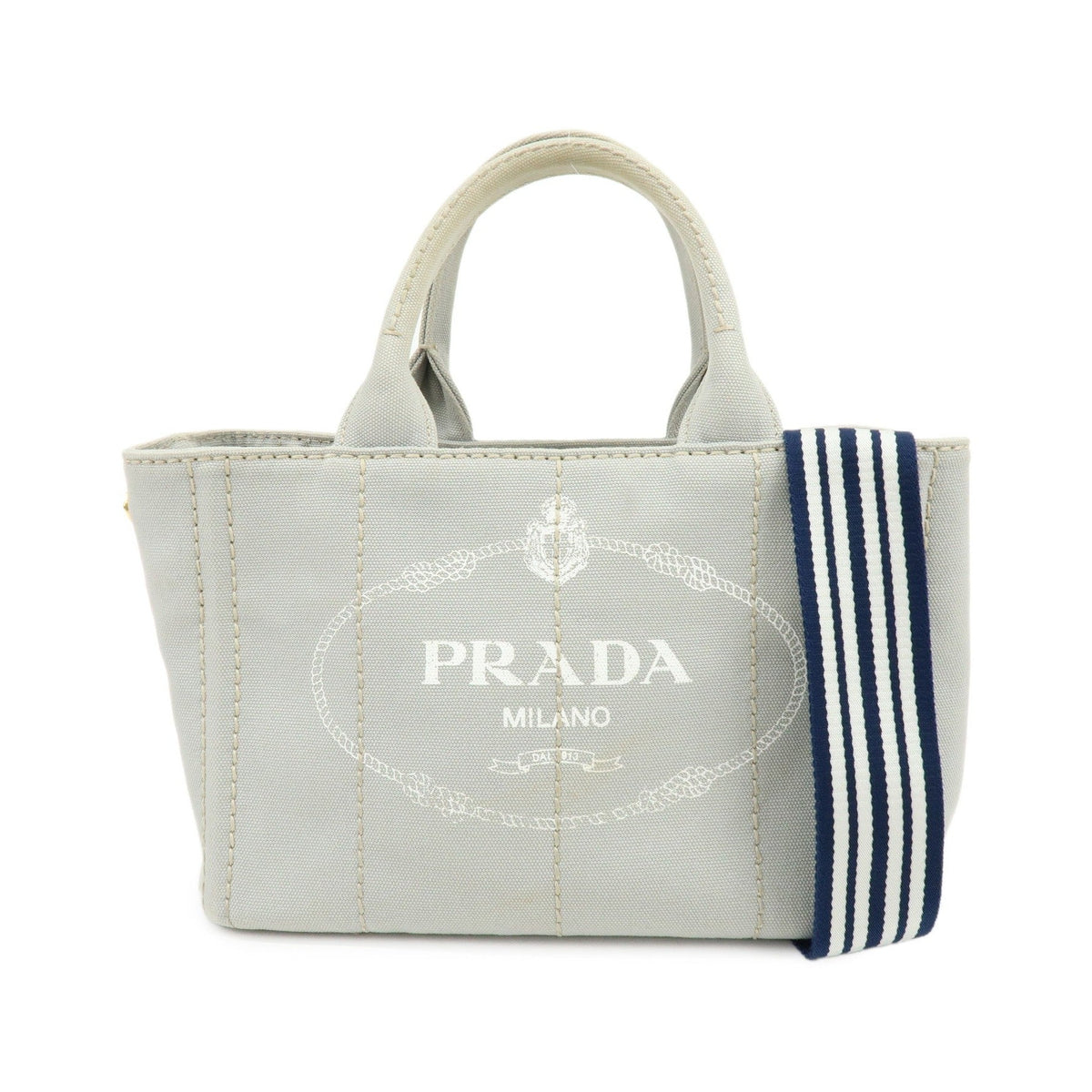 Prada Canapa Convertible Canvas, Gray, Canvas, Tote Bag