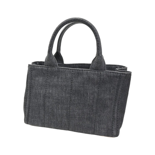 Prada Canapa Convertible Tote Denim, Black, Denim, Tote Bag