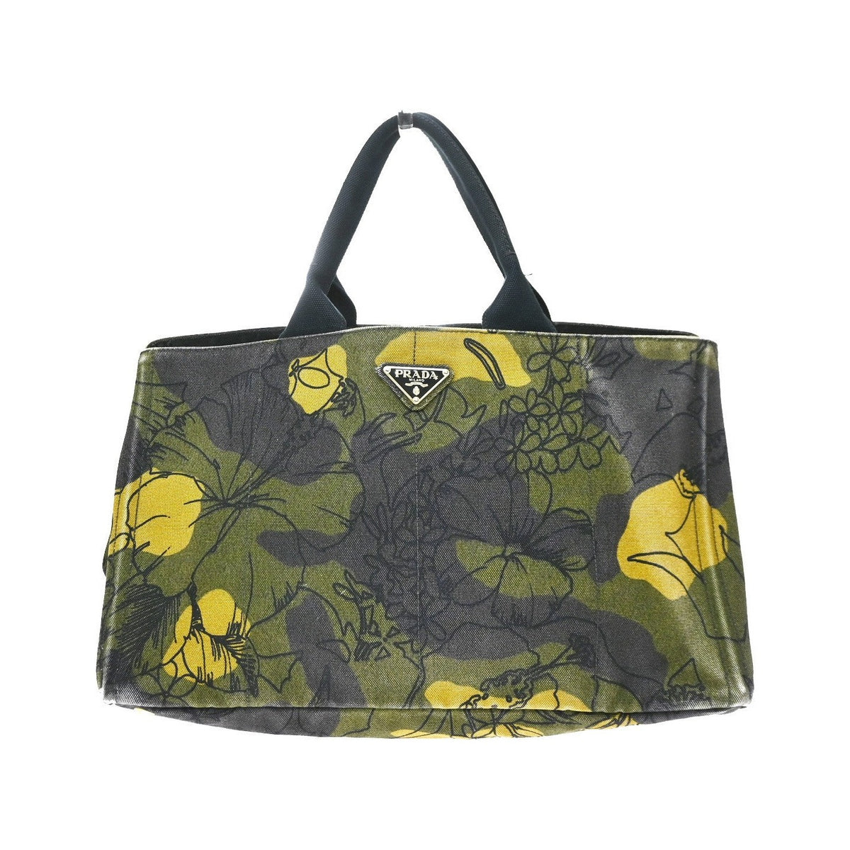 Prada Canapa Printed Canvas, Green, Canvas, Tote Bag