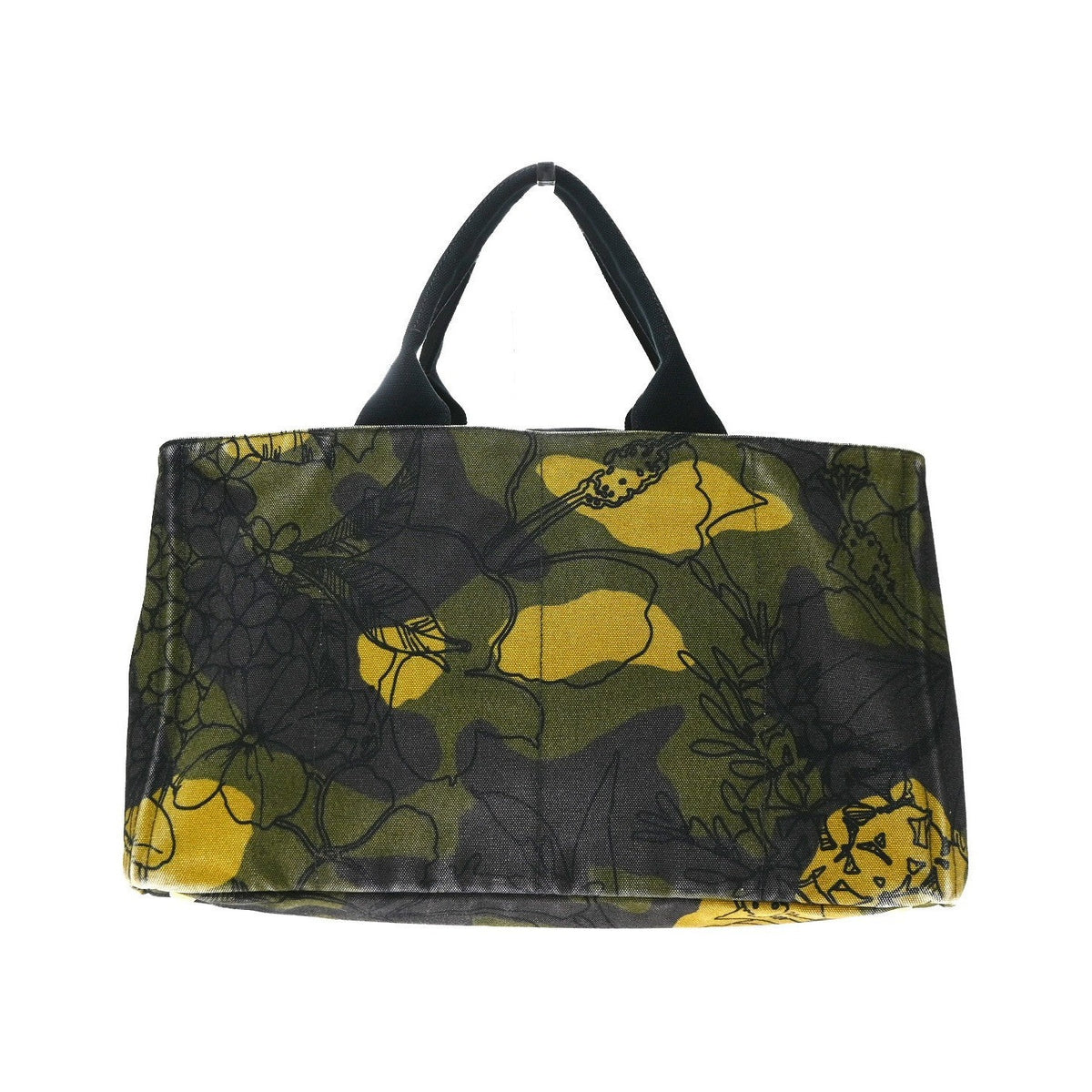 Prada Canapa Printed Canvas, Green, Canvas, Tote Bag