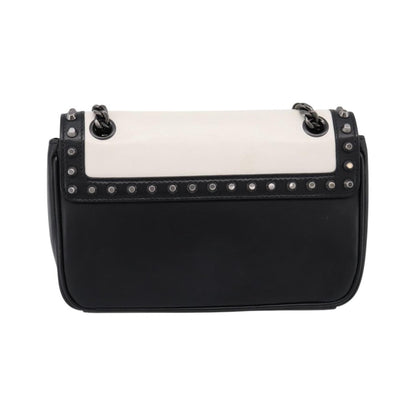 Prada Chain Flap Studded Glace Calf, White, Leather, Shoulder Bag