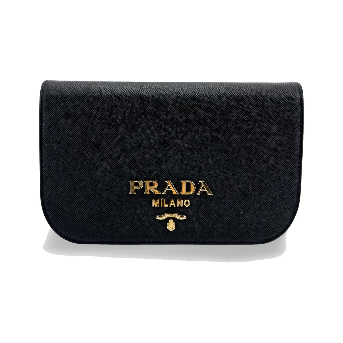 Prada Convertible Flap Clutch Saffiano Leather, Black, Leather, Clutch