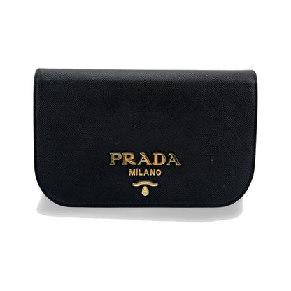 Prada Convertible Flap Clutch Saffiano Leather, Black, Leather, Clutch