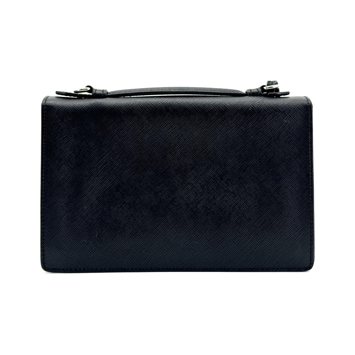 Prada Convertible Sound Vernice Saffiano Leather, Black, Leather, Handbag