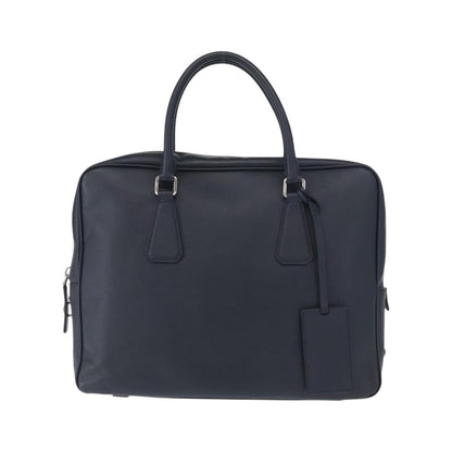 Prada Convertible Zip Around Saffiano Leather, Navy, Leather, Briefcase