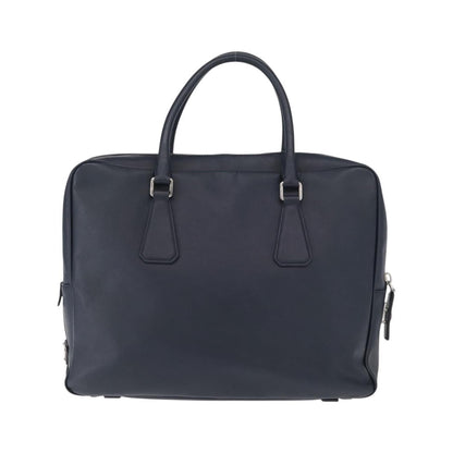 Prada Convertible Zip Around Saffiano Leather, Navy, Leather, Briefcase