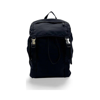 Prada Double Buckle Tessuto, Black, Nylon, Backpack