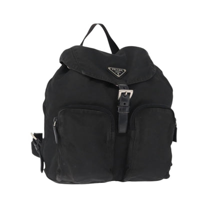Prada Double Front Pocket Tessuto, Black, Nylon, Backpack