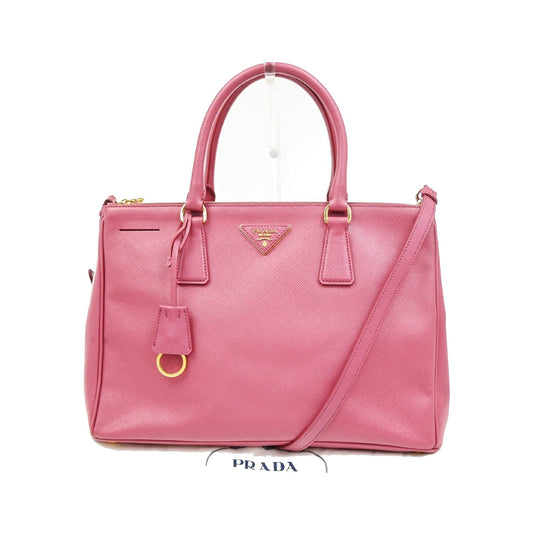 Prada Double Zip Lux Convertible Saffiano Leather, Pink, Leather, Tote Bag