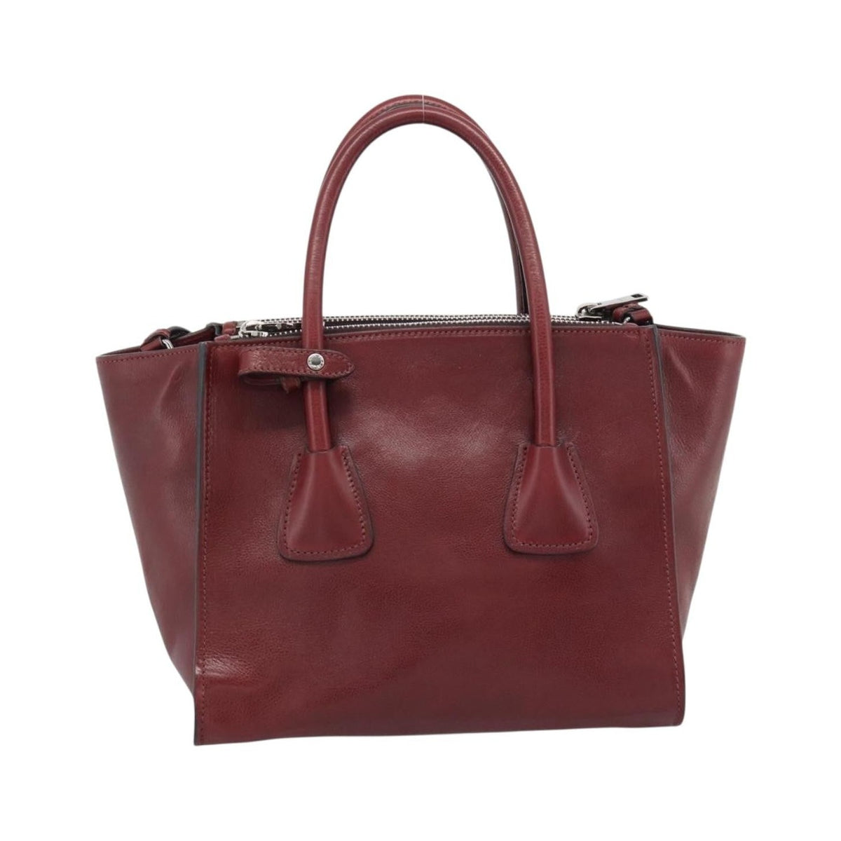 Prada Double Zip Lux Saffiano Leather, Red, Leather, Tote Bag