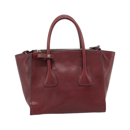Prada Double Zip Lux Saffiano Leather, Red, Leather, Tote Bag