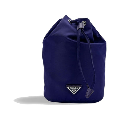 Prada Drawstring Wristlet Bucket Tessuto, Navy, Nylon, Handbag