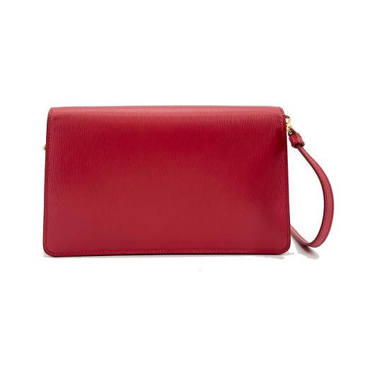 Prada Flap Vitello Move, Red, Calfskin, Shoulder Bag