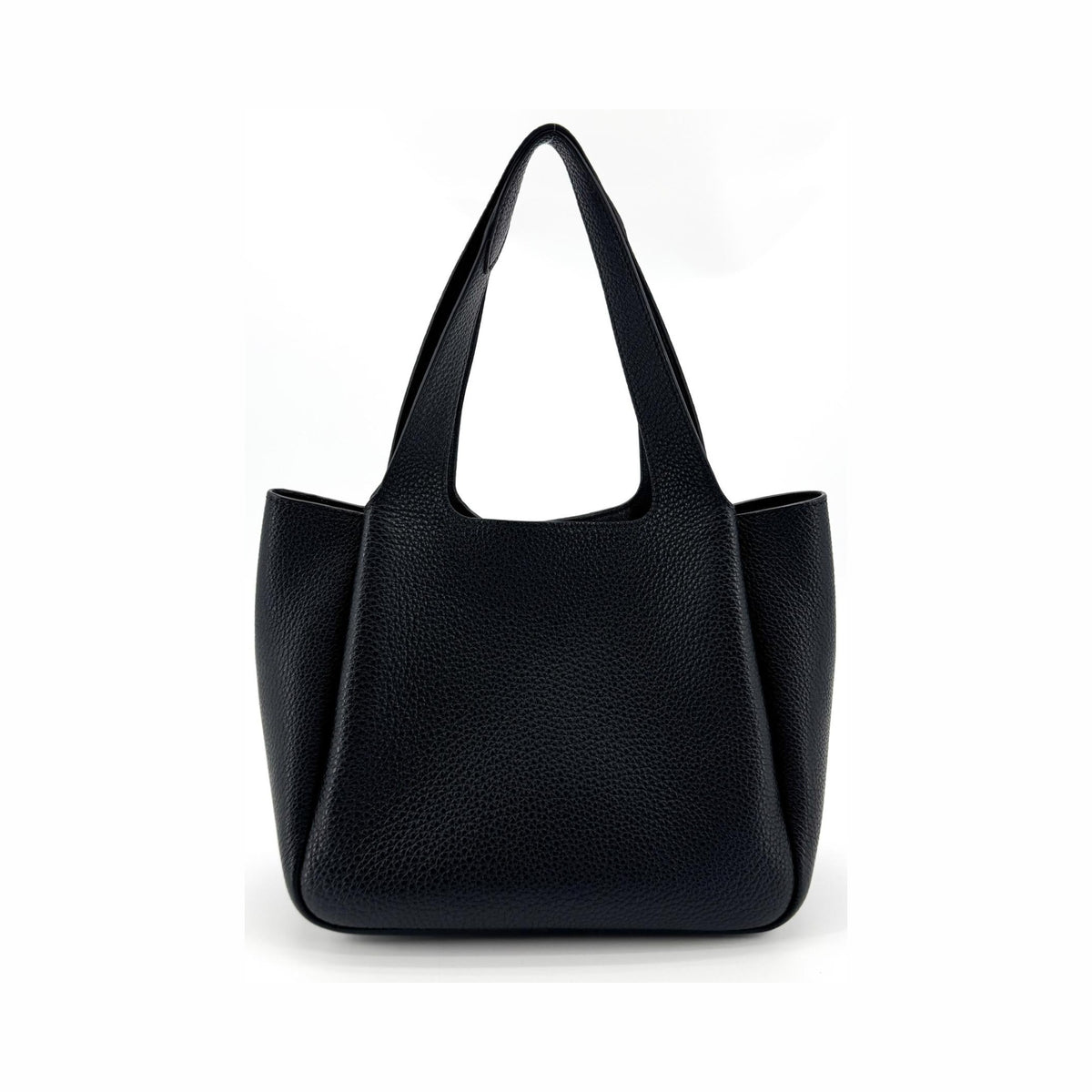 Prada Flou Dynamique Open Vitello Daino, Black, Leather, Tote Bag