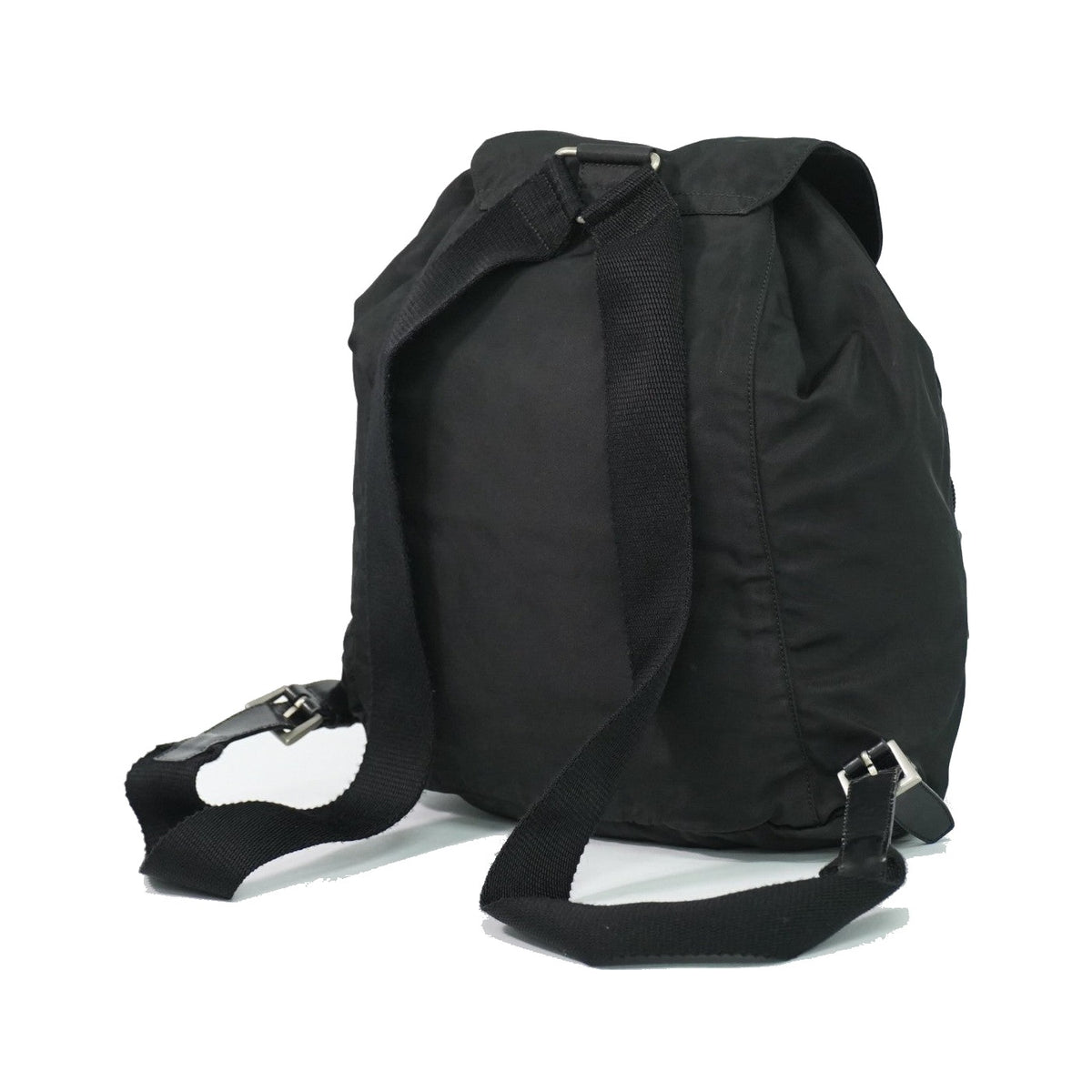 Prada Front Pocket Buckle Nylon, Black, Nylon, Backpack
