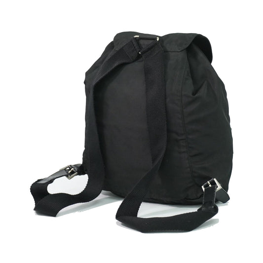 Prada Front Pocket Buckle Nylon, Black, Nylon, Backpack