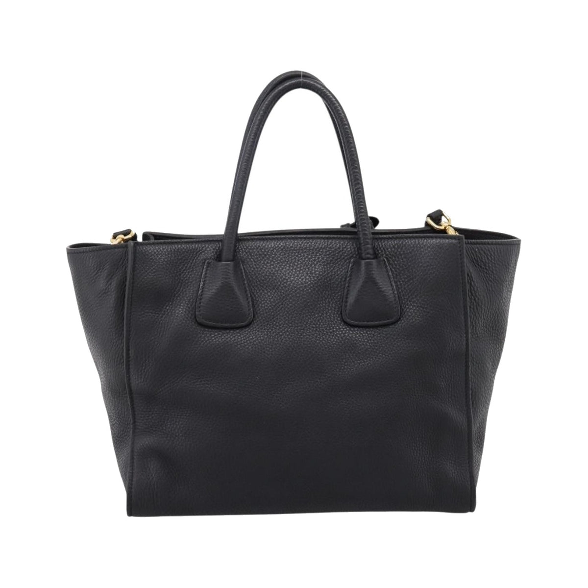 Prada Front Pocket Convertible Vitello Daino, Black, Leather, Tote Bag