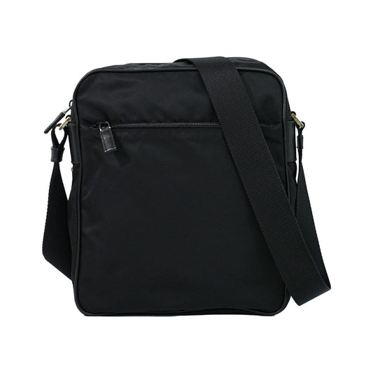 Prada Front Zip Messenger Quilted Tessuto, Black, Nylon, Shoulder Bag