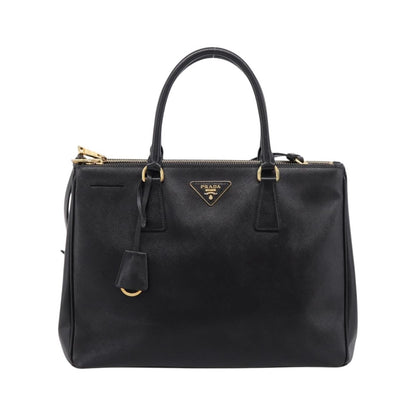 Prada Galleria Double Zip Saffiano Leather, Black, Leather, Tote Bag