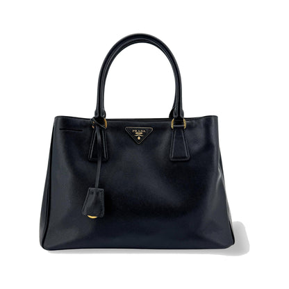 Prada Galleria  Strap Leather, Black, Leather, Handbag