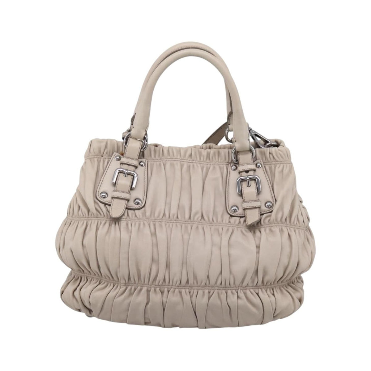 Prada Gaufre Convertible Nappa Leather, Beige, Leather, Tote Bag