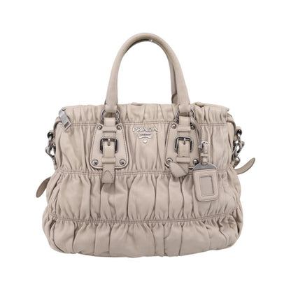 Prada Gaufre Convertible Nappa Leather, Gray, Leather, Tote Bag