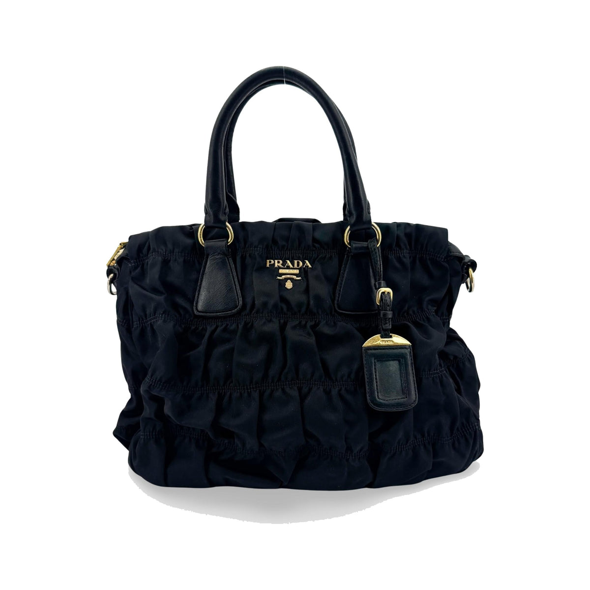 Prada Gaufre Convertible Tessuto, Black, Nylon, Tote Bag