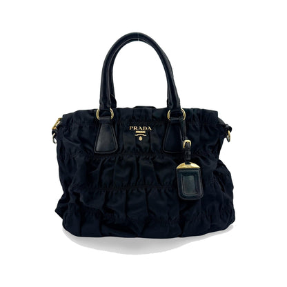 Prada Gaufre Convertible Tessuto, Black, Nylon, Tote Bag