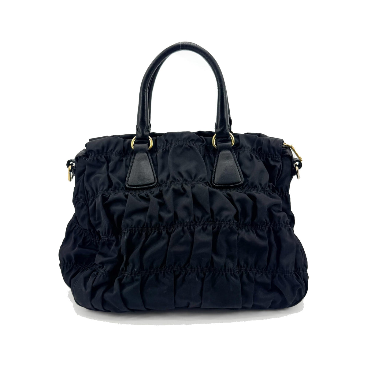 Prada Gaufre Convertible Tessuto, Black, Nylon, Tote Bag