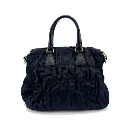 Prada Gaufre Convertible Tessuto, Black, Nylon, Tote Bag