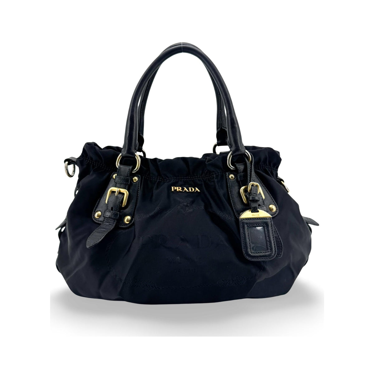 Prada Gaufre Nappa Leather, Black, Nylon, Tote Bag