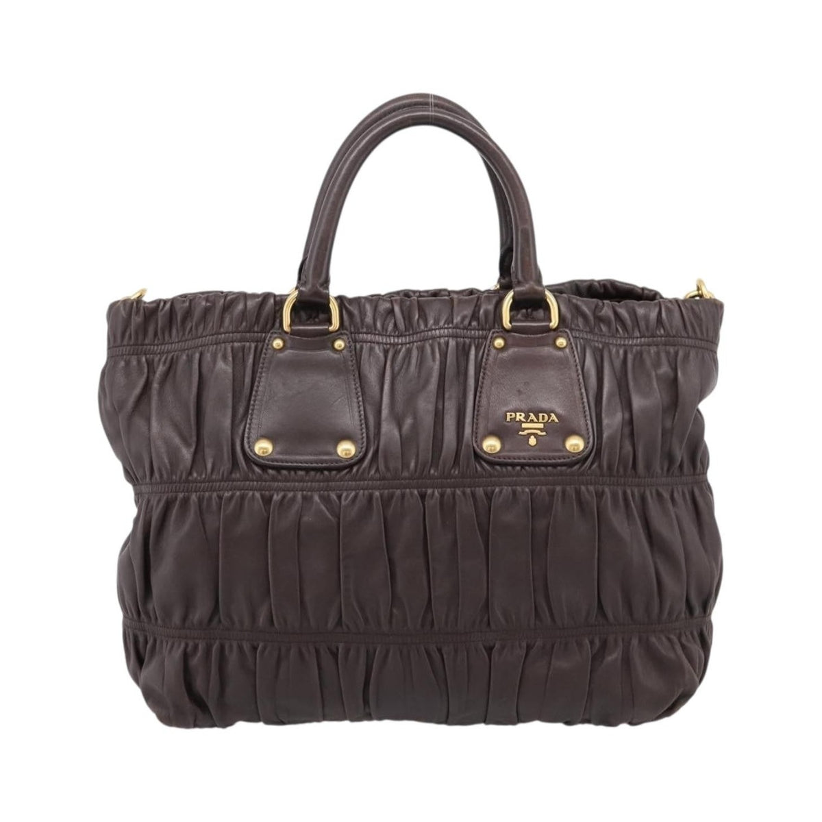 Prada Gaufre Nappa Leather, Brown, Leather, Tote Bag