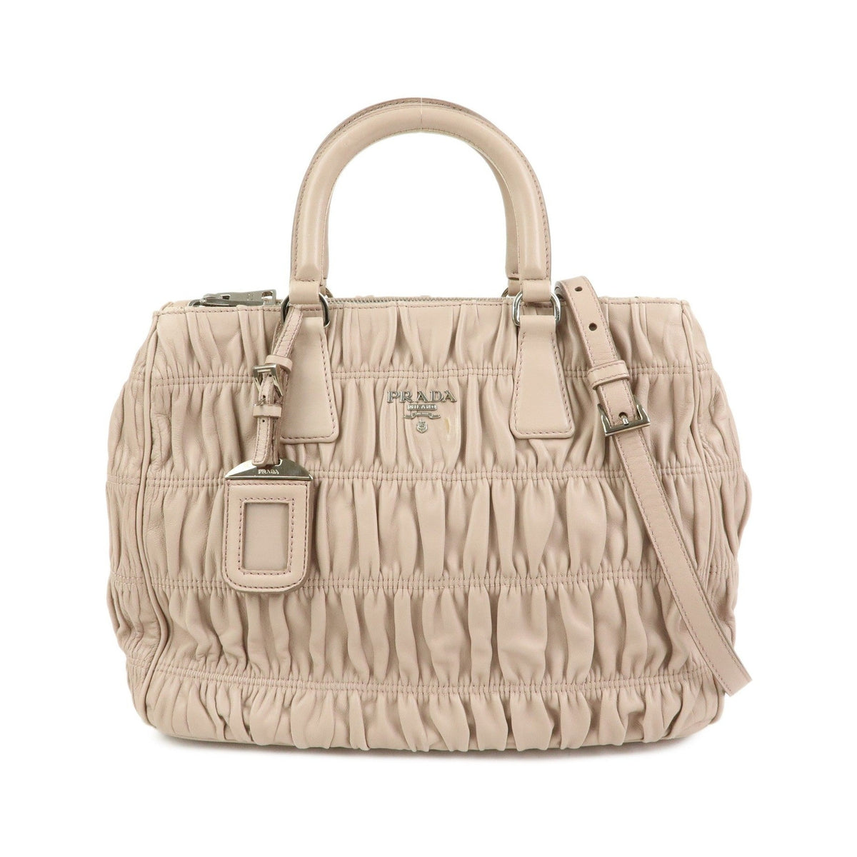 Prada Gaufre Nappa Leather, Beige, Leather, Tote Bag