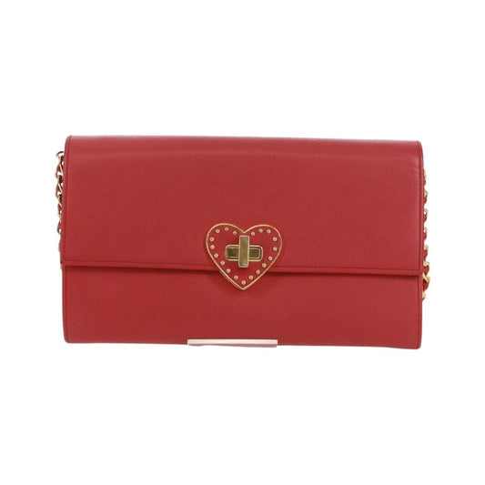Prada Heart Wallet on Chain Saffiano Leather, Red, Leather, Crossbody Bag