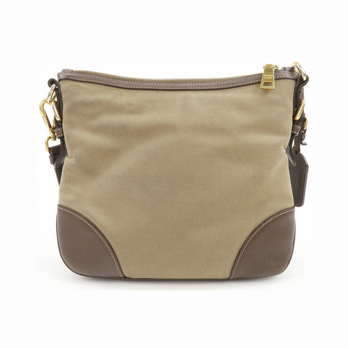 Prada Logo Canvas, Beige, Canvas, Tote Bag