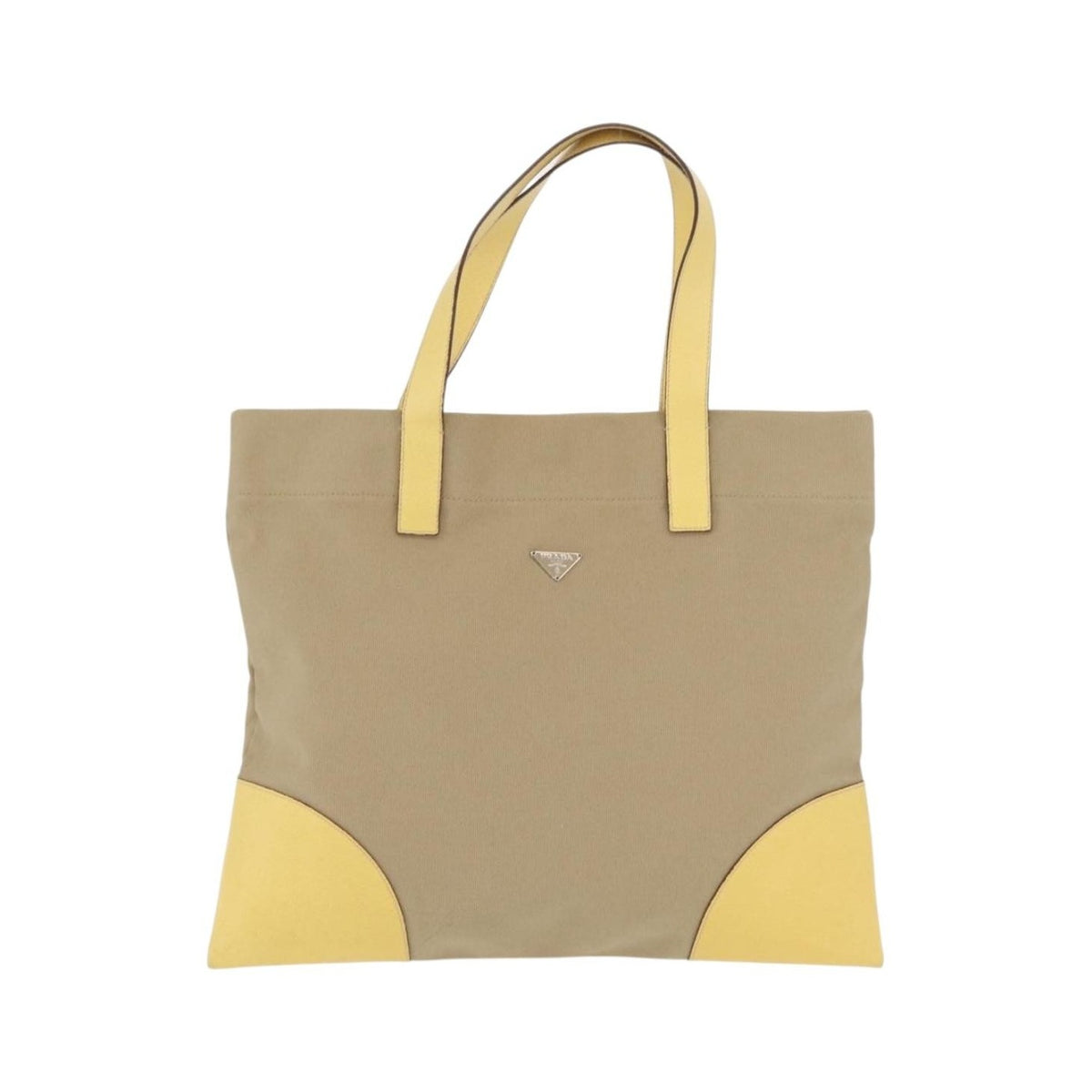 Prada Lux Convertible Open Tote Canvas and leather, Beige, Canvas, Tote Bag