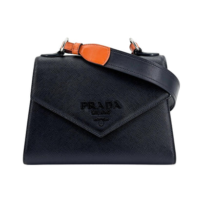 Prada Monochrome Saffiano Leather, Navy, Leather, Tote Bag