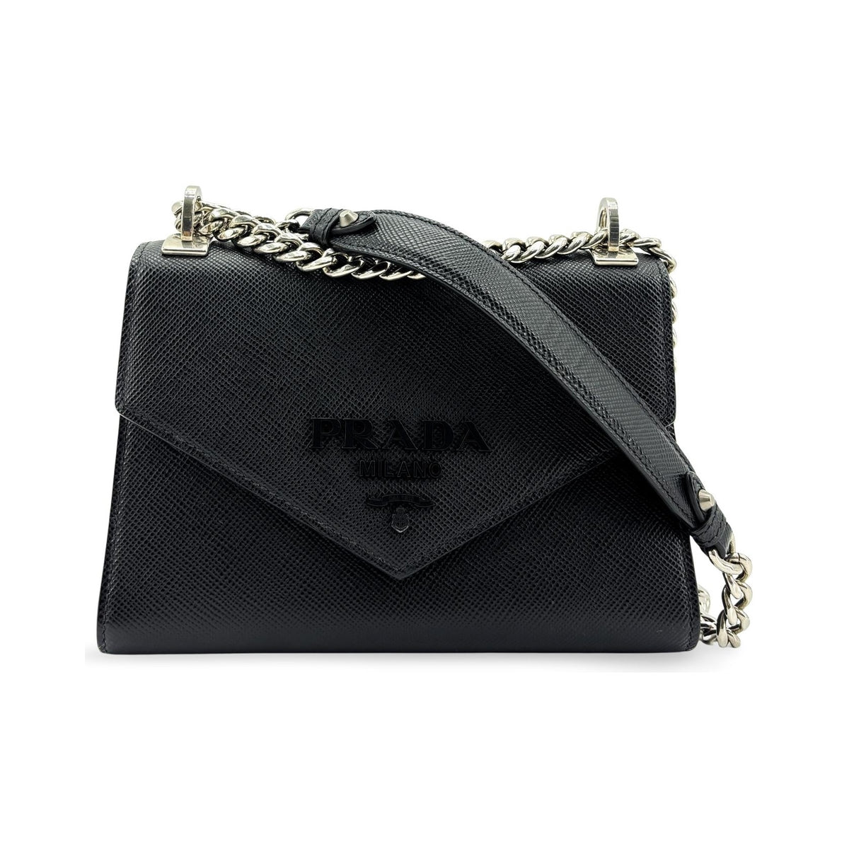 Prada Monochrome Saffiano Leather, Black, Leather, Tote Bag
