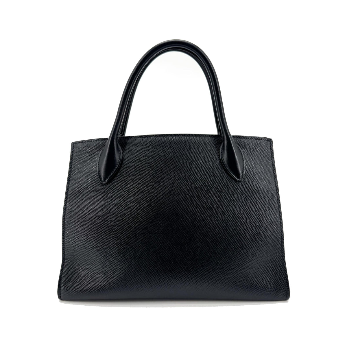 Prada Monochrome Saffiano with City Calf, Black, Leather, Tote Bag
